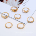 7-piece diamond leaf butterfly ring set, retro rhinestone leaf flower ring set